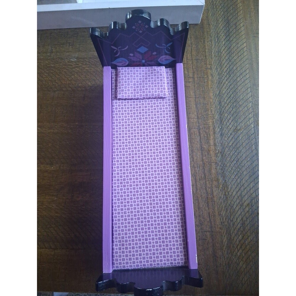 Kidkraft Doll House Wooden Purple and Black Bed 11"